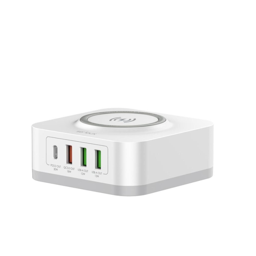 Incarcator retea &amp; wireless Serioux 32W QC, Intrare: AC100-240V 50/60HZ 0.8A Max, PD Ieșire: 5V = 3A, 9V=3A, 12V=2.5A 30W, QC Ieșire: 5V=3A, 9V= 2A, 12V=1.5A 18W, USB-A Ieșire: 5V=2.4A (Auto-ID) 12W Max, Wireless Ieșire: 15W (5W/7.5W/10W/15W) Max, Total: - Img 2