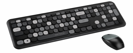 Kit tastatura + mouse Serioux Colourful 9920BK, wireless 2.4GHz, US layout, multimedia, mouse optic 1200dpi, USB, nano receiver, negru