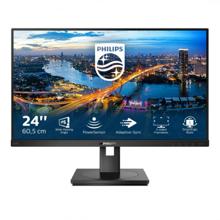 Monitor 23.8" PHILIPS 242B1, anti-glare 3H, haze 25%, 16:9, FHD 1920*1080, 75 Hz, 4 ms, 250 cd/mp, 1000:1, 178/178, flicker free, Ea syRead,LowBlue Mode, Adaptive sync, VGA, DVI, DP, HDMI, 4*USB, boxe 2*2W,headphone out, Kensington lock, VESA 100x 100,