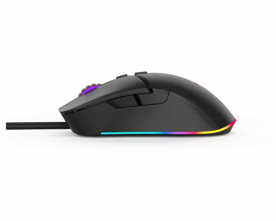 Mouse gaming Serioux Kayel, Senzor Sunplus 199, 800-6400 DPI, switch HUANO, pana la 20 milioane de click-uri, 7 Butoane, 6 moduri de iluminare RGB, cablu USB 1.5M, plug and play, compatibil cu Windows 2000/XP/9X/VISTA/7/8/10 - Img 3