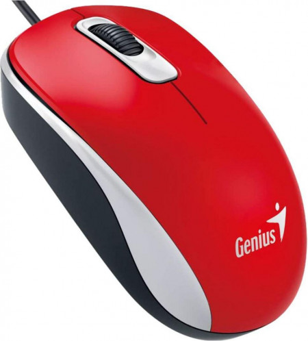 Mouse Genius cu fir, optic, DX110, 1200dpi, rosu, plug and play, USB