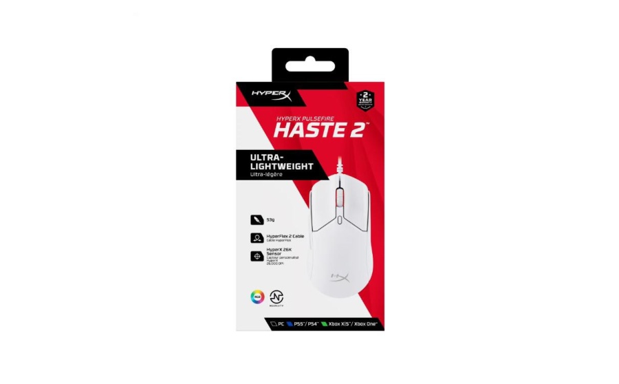 Mouse HP cu fir, HYPERX Pulsefire Haste, Pixart 3327 sensor, DPI pana la 26.000, greutate 254g, White - Img 3