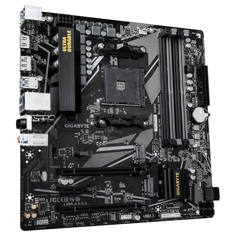 Placa de Baza GIGABYTE B550M DS3H AC R2 AM4, 4x DDR4, 1x DP 1x HDMI, 1x PCIE 4.0 x16 1x PCIE 3.0 x16 1x PCIE 3.0 x1, 2x M.2, 4x SATA 6GB/s, mATX - Img 4