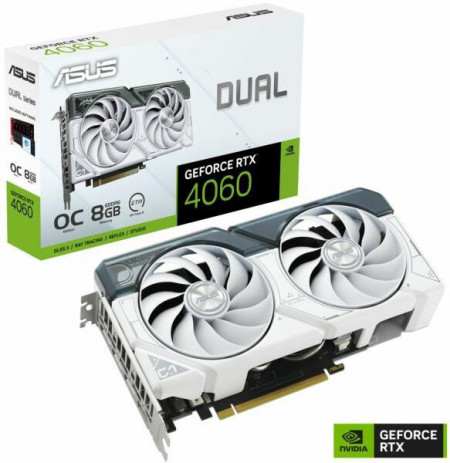 Placa Video ASUS Dual GeForce RTX™ 4060 White OC Edition 8GB GDDR6 128 bit, PCIE 4.0, 1x HDMI 3x DP
