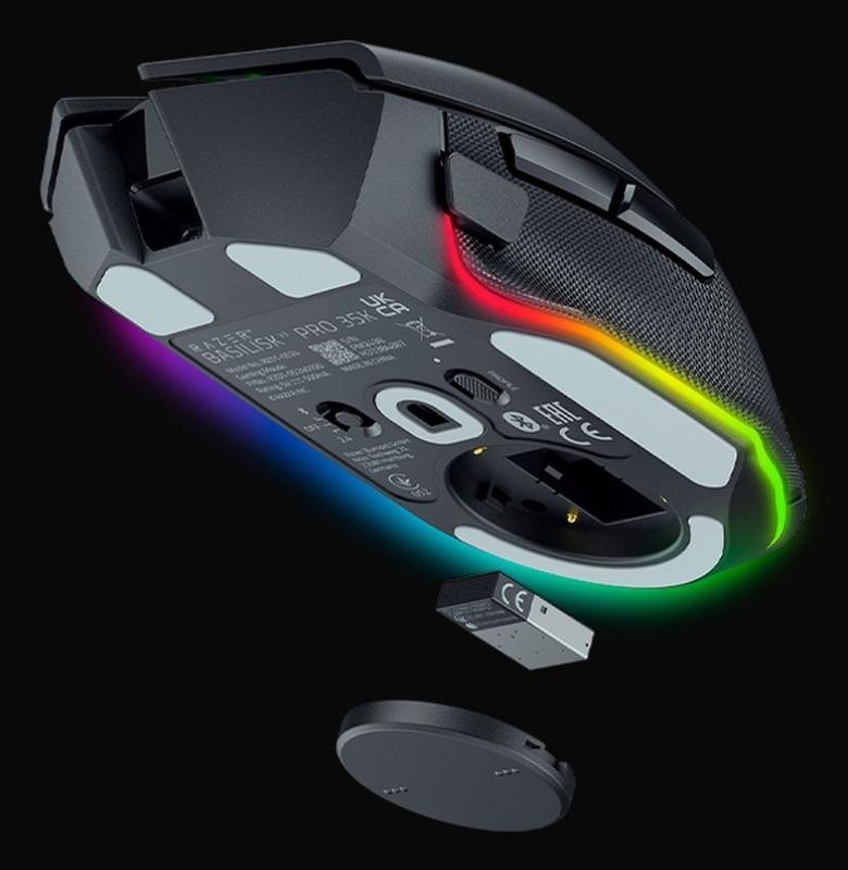 Razer Basilisk V3 35K, wireless, bluetooth, rezolutie maxima 35000 DPI, 11 butoane programabile, autonomie pana la 140h (mod wireless, miscare constanta la 1000Hz), pana la 210h (mod bluetooth), iluminare Razer Chroma™ RGB, senzor Focus Pro 35K Optical - Img 7