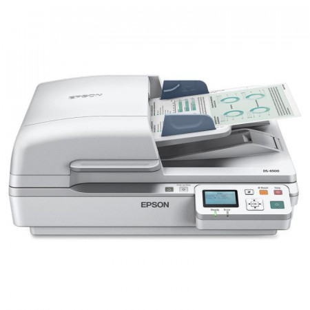 Scanner Epson DS-6500, dimensiune A4, tip flatbed, viteza scanare: 25ppm alb-negru si color, rezolutie optica 1200x1200dpi, ADF 100 pagini, duplex, senzor CCD, Scan to Email, Scan to FTP, Scan to Microsoft SharePoint, Scan to Print, Scan to Web folders,