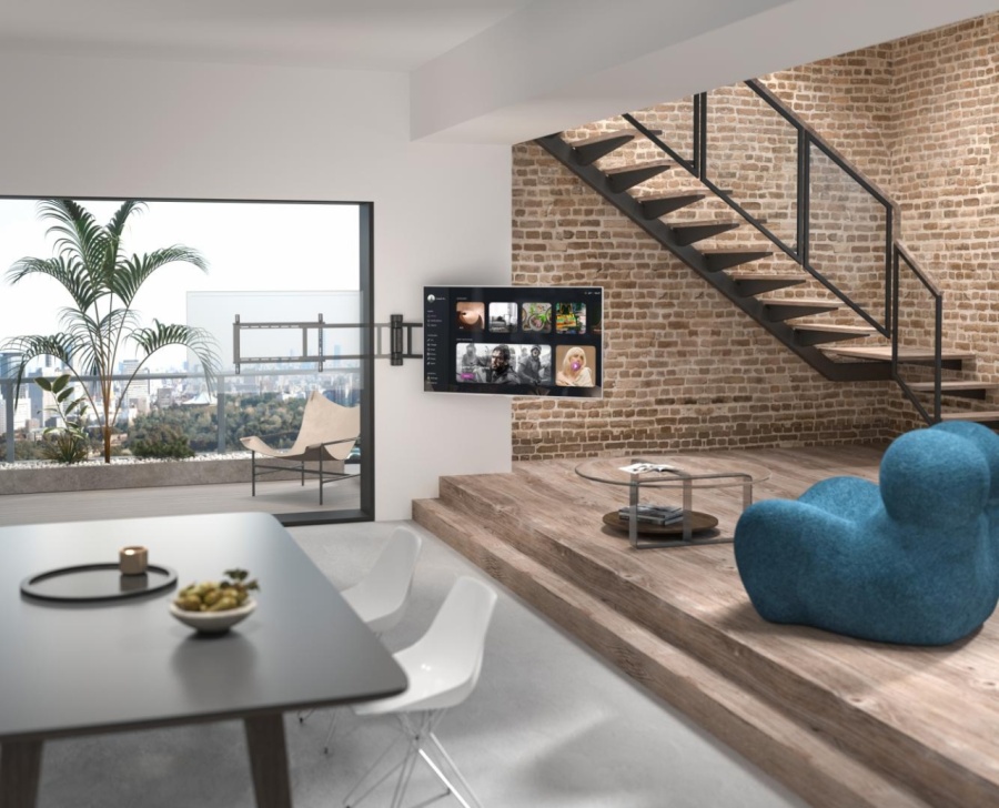 Suport TV Motorizat Serioux 32-75" 50kg compatibilitate dimensiune ecran 32"-75" VESA 200x200 - 600x400 greutate maxima suportata 50kg Profile Min.56mm Swivel 0°~+170° - Img 8