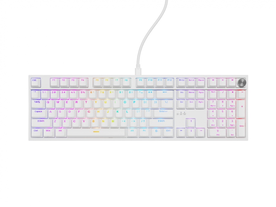 Tastatura gaming mecanica cu fir Genesis Thor 404, iluminare RGB, 107 taste, 11 butoane multimedia, alb - Img 2