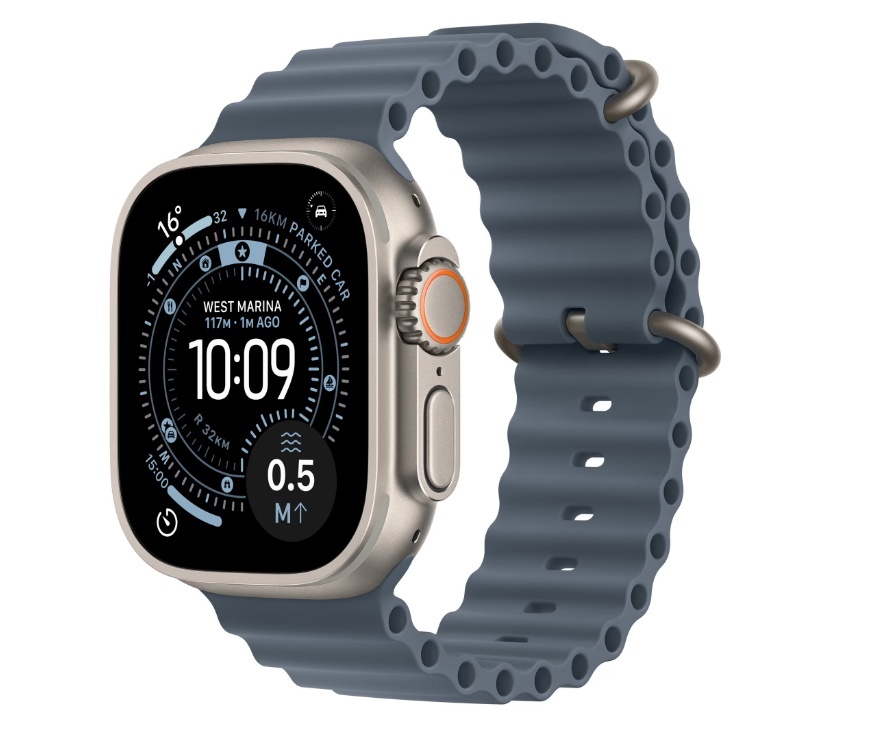Apple Watch Ultra 3 GPS + Cellular 49mm Natural Titanium Case with Anchor Blue Ocean Band - Img 2
