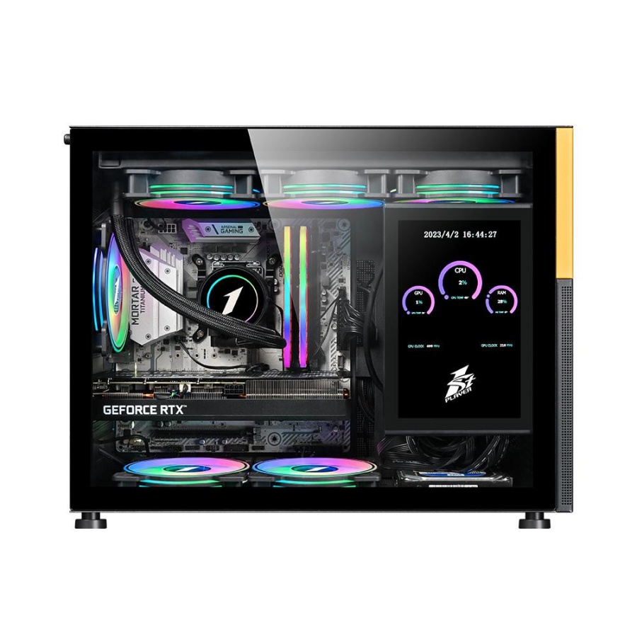 Carcasa 1stPlayer® MI6-EV, Micro-ATX, display 8 inches, 4 ventilatoare aRGB, negru - Img 4