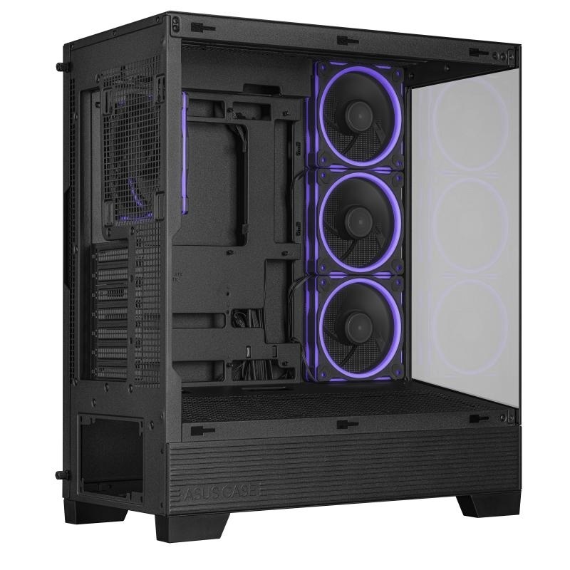 Carcasa ASUS A31 PLUS Mid Tower ARGB NEGRU, Tempered Glass, Sloturi Expansiune 7, Drive Bays: 2x3.5"/2.5", Ventilatoare Suportate: 7 (spate: 1x120mm sau 1x140mm, sus: 3x120mm sau 2x140mm, lateral: 3x120mm), Ventilatoare Incluse: 4 (spate: 1x120mm, - Img 6