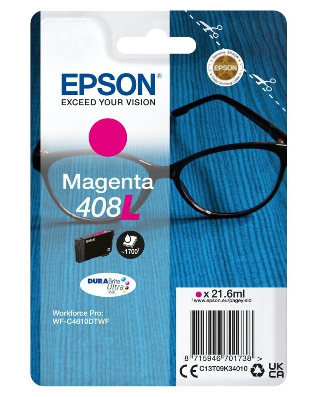Cartus cerneala Epson 408L Ink Tank, DURABrite Ultra ink, Magenta, capacitate 21.6ml, 1.7k pagini, pentru WorkForce Pro WF-C4810DTWF. - Img 3