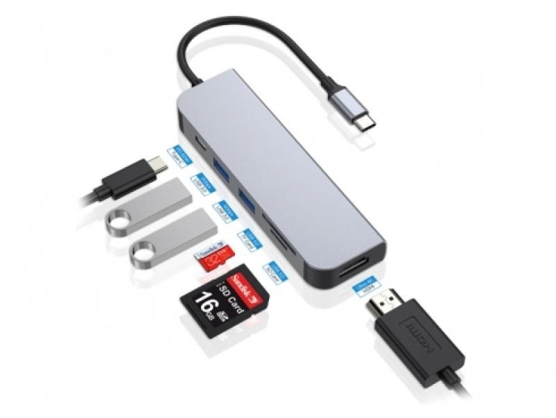 CONCEPTRONIC DONN02G 6-in-1 USB 3.2 Gen 1 Docking Station, USB 3.0 x 2, 60W USB PD, HDTV, SD, TF/MicroSD, 35.8 x 120 x 15 mm - Img 10