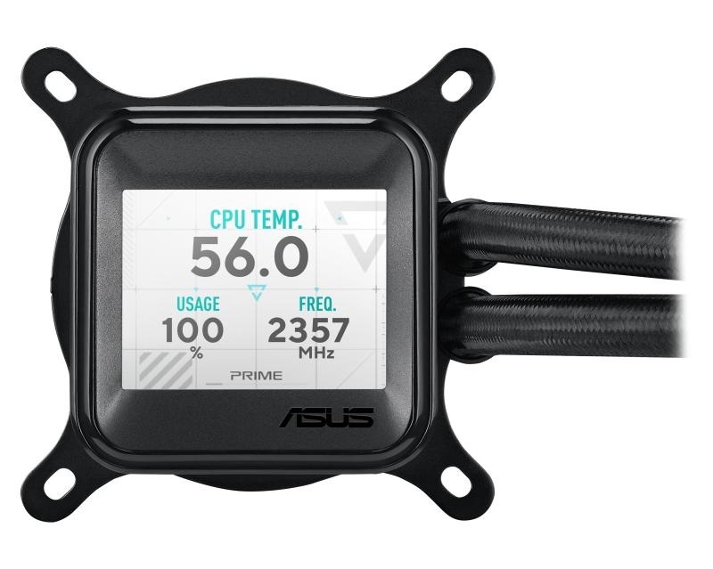 Cooler Procesor ASUS PRIME LC 360 LCD ARGB NEGRU, marime radiator 360mm, 3 ventilatoare ARGB, Viteza ventilatoare 2200 RPM +/- 10%, Suport AMD: AM4, AM5, suport INTEL: LGA 1851/115x/1200/1700, Airflow: 75.7 CFM, Nivel de zgomot ventilatoare: 37.6dBA - Img 5