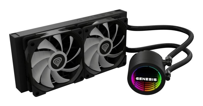 Cooler Procesor GENESIS HYDRIA 240 ARGB NEGRU, dimensiune radiator 276x120x27mm, 2 ventilatoare ARGB, Viteza ventilatoare: 500-1550 RPM, Airflow ventilatoare: 80 CFM, Suport AMD: AM4/AM5, suport INTEL: LGA 1151/1156/1150/1200/1700/1851 - Img 6
