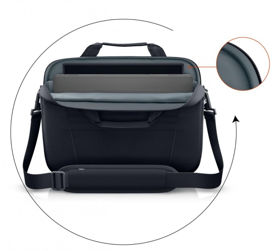 Dell EcoLoop Pro Slim Briefcase 15, Color: Black, Laptop Compatibility: Fits most laptops with screen sizes up to 15.6" (Excluding Dell G Series Gaming, Alienware and Dell Rugged Laptop Series, max laptop dimension: 360 x 255 x 25 mm), Features: Made - Img 2