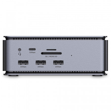 Docking station Lindy, interfete: USB-C la 6x USB-A/ 1x USB-C/1x RJ45/ 1x DisplayPort/1x HDMI/ 1x SD &amp; 1x Micro SD/ 1x 3,5 mm/ 1x USB-C PD(power delivery), latime de banda 10Gbps, 10/100/1000 Mbps, rezolutie maxima (intrare) 7680x4320@60Hz, rezolutie - Img 3
