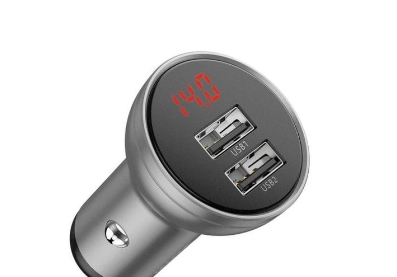 Incarcato auto Baseus Digital Display, 2 x USB Output 5V/4.8A, total output 24W, pt. bricheta auto, afisaj digital, argintiu - Img 6