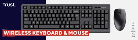 Kit Trust Primo tastatura standard, mouse wireless optic, rezoltie maxima 1200 DPI, negru - Img 11