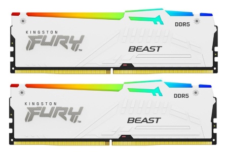 Memorie RAM Kingston 32GB DDR5 6000MHz CL30 Dual Channel Kit FURY Beast RGB White