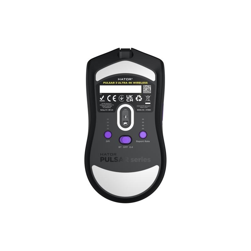 Mouse gaming wireless Hator Pulsar 3 ULTRA 8K+4K, polling rate pana la 8000Hz, senzor Optical PixArt PAW 3950, rezolutie maxima 30000 DPI, switch HATOR® Optical 100M, side switch Kailh 3M, durata de viata baterie in wireless mode pana la 180 de ore, negru - Img 8