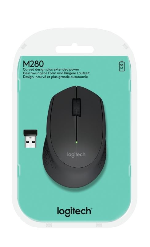 Mouse Logitech wireless M280, senzor optic, interfata nano-usbm rezolutie maxima 1000 DPI, butoane/rotite 3/1, dimensiuni 105.4 x 67.9 x 38.4 mm, negru - Img 6