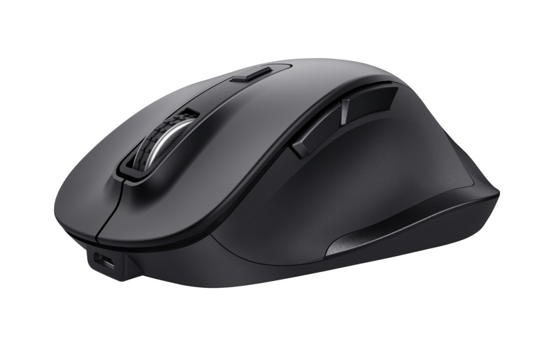 Mouse Trust Fyda ergonomic, reincarcabil, wireless RF 2.4GHz, USB2.0, 6 butoane, rezolutie 2400 DPI, negru - Img 5