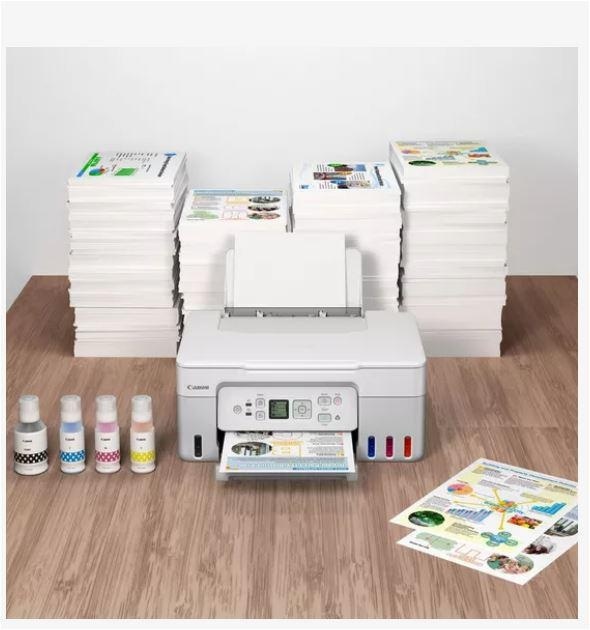 "Multifunctional inkjet color CISS Canon PIXMA G3470 White, dimensiune A4(Printare, Copiere, Scanare), viteza imprimare 11ipm alb-negru, 6ipm color,rezolutie printare 4800x1200 dpi, imprimare fara margini, alimentarehartie 100 coli, scanner CIS rezolutie - Img 2