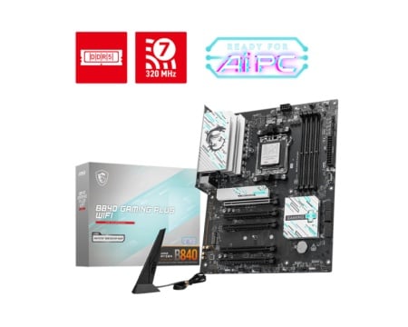 Placa de Baza MSI B840 GAMING PLUS WIFI AM5, 4x DDR5, 1x HDMI, 5x PCIE x16, 2x M.2, 4x SATA 6GB/s, ATX