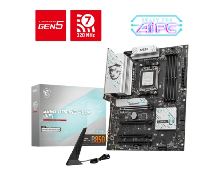 Placa de Baza MSI B850 GAMING PLUS WIFI AM5, 4x DDR5, 1x DP, 4x PCIE x16, 3x M.2, 4x SATA 6GB/s, ATX