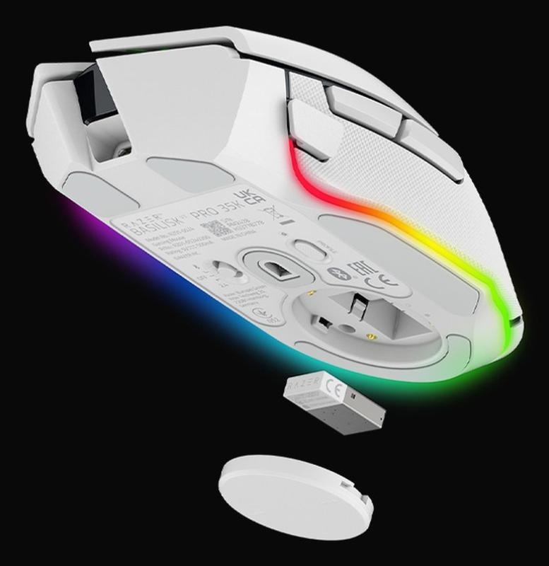 Razer Basilisk V3 Pro 35K, wireless, bluetooth, rezolutie maxima 35000 DPI, iluminare Razer Chroma™ RGB, senzor Focus Pro 35K Optical Sensor Gen-2, alb - Img 7