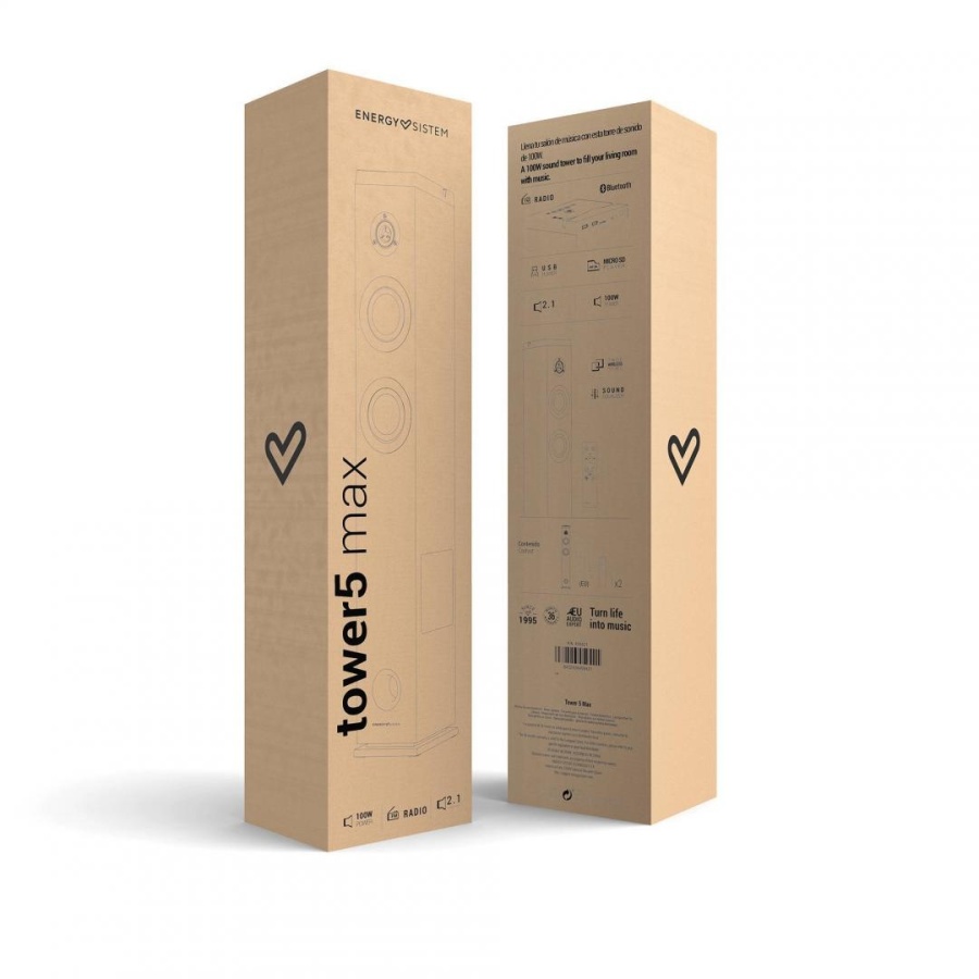Sistem Audio 2.1 Energy System Tower 5 MAX, bluetooth 5.3, interfata jack 3.5mm, putere: 100W, frecventa raspuns 40 Hz ~ 18 kHz, frecventa FM: 87,5 - 108 MHz, ecran/afisaj: LED, suport card de memorie: microSD si stick-uri USB pana la 128 GB, include - Img 8