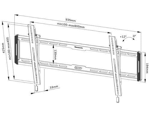 Suport perete Neomounts WL35-550BL18; pentru display-uri cu diagonale 43"-86", sistem de prindere VESA 100x100~800x400, greutate maxima suportata 70kg, tilt +12°, distanta fata de perete 33mm; culoare negru. Garantie 5 ani - Img 4