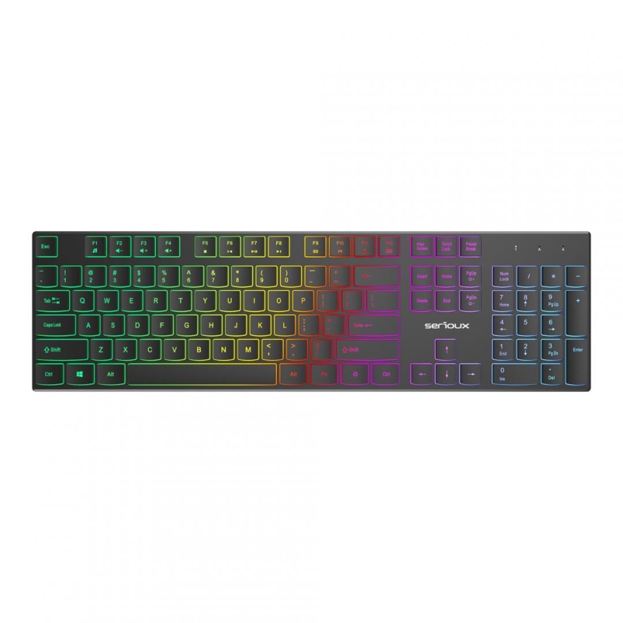 Tastatură office cu iluminare * Mod: USB cu fir * Număr tastă: 104 * Material: ABS * Culoare: Negru * Layout: SUA * Tip interfață: USB * Dimensiune: 438*126*26 mm * Compatibil cu Windows 2000/XP/Vista/Windows7/8/10/Mac - Img 2