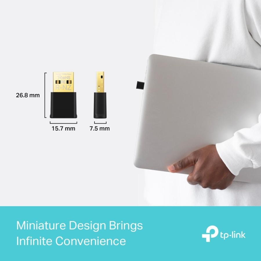 Adaptor wireless TP-Link, ARCHER TX20 NANO, AX1800, 1 x antena interna, Dual-Band 5Ghz, 2.4 Ghz, dimensiuni: 84 × 156.3 × 19.2 mm, Securitate Wireless: WEP, WPA/WPA2/WPA3, WPA-PSK/WPA2-PSK - Img 2