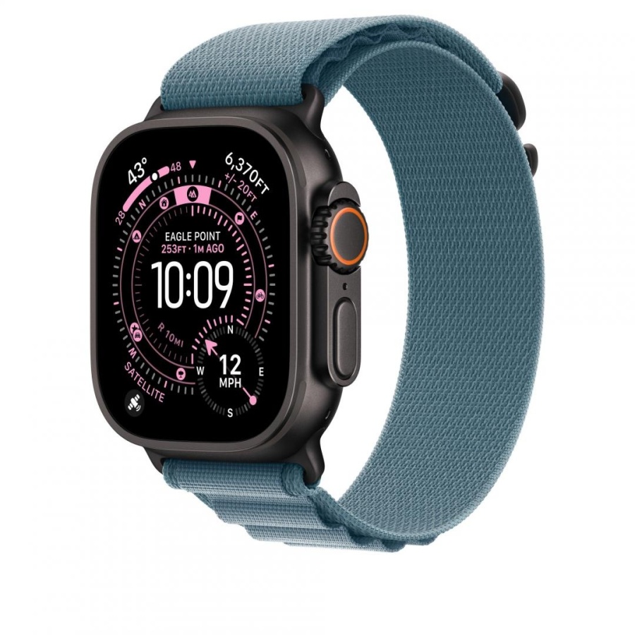 Apple Watch 49mm Light Blue Alpine Loop - Large - Black Titanium Finish - Img 3