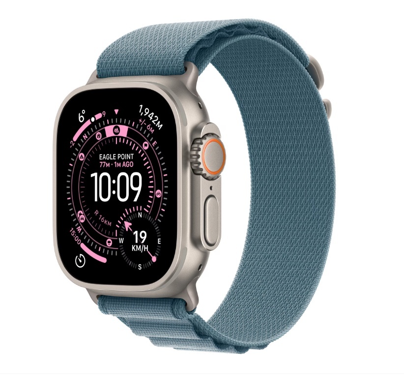 Apple Watch Ultra 3 GPS + Cellular 49mm Natural Titanium Case with Light Blue Alpine Loop - Small - Img 2