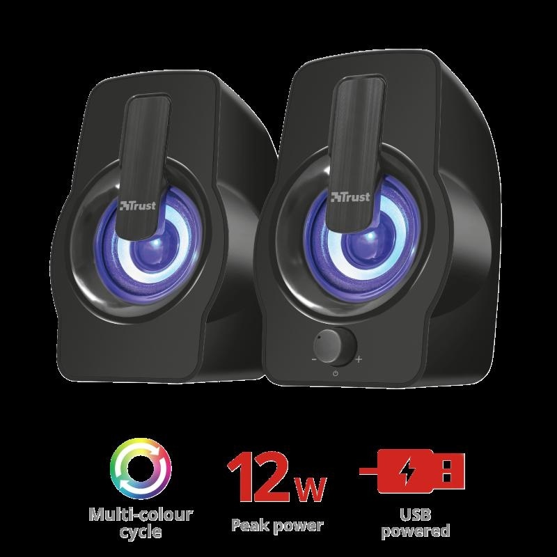 Boxe Stereo Trust Gemi RGB 2.0 Speaker, 6W, negru - Img 2