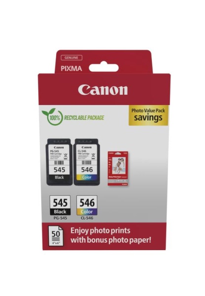 Canon pachet cartuse cearneala PG-545/CL-546 PHOTO VALUE PACK, capacitate negru: 180 pagini/8ml, Color: 180 pagini / 8ml, Compatibil cu: PIXMA 2550S, PIXMA IP2850, PIXMA MG2450, PIXMA MG2550, PIXMA MG2950, PIXMA MG3050, PIXMA MG3051, PIXMA MG3052, PIXMA - Img 3