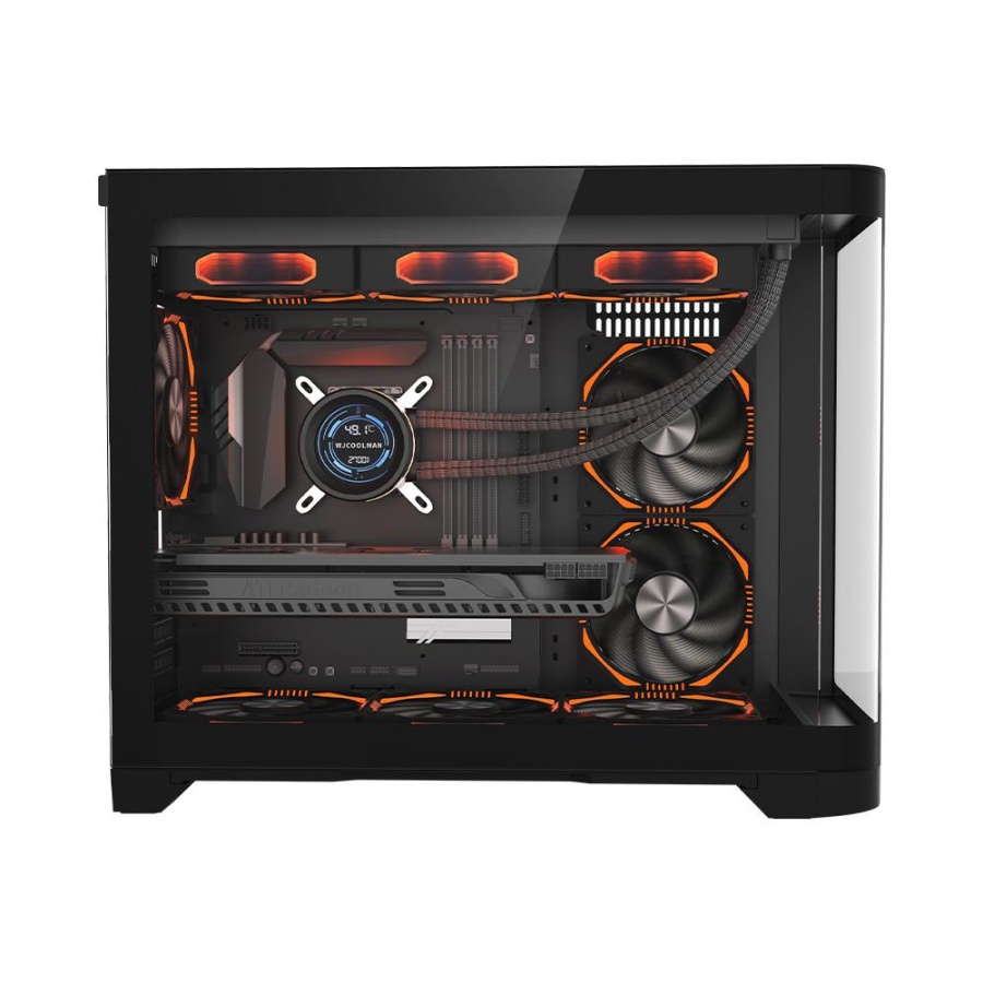 Carcasa 1stPLAYER® Gaming UV6-bk, Micro-ATX, 6 ventilatoare aRGB infinity efect plus PWM, telecomanda, negru - Img 2
