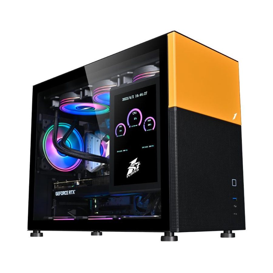 Carcasa 1stPlayer® MI6-EV, Micro-ATX, display 8 inches, 4 ventilatoare aRGB, negru - Img 5