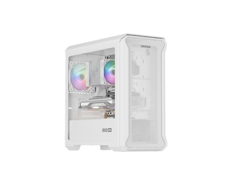Carcasa GENESIS IRID 503 LITE Mini Tower ARGB ALB, Tempered Glass, Sloturi Expansiune 5, Drive Bays: 2x3.5" 3x2.5", Ventilatoare Suportate: 6 (spate: 1x120mm, fata: 3x120mm sau 2x140mm, sus: 2x120mm sau 2x140mm), Ventilatoare Incluse: 1 (spate: 1x120mm), - Img 2