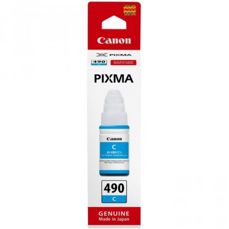 Cartus cerneala Canon GI-490 C, cyan, capacitate 70ml, pentru echipamente CISS G1400 / G2400 / G3400 / G4400 / G1411 / G2411 / G3411 / G4411.