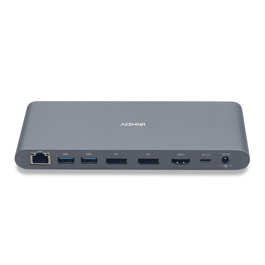 Dock Laptop Lindy USB 3.2 Type C, 5k DP, PD 3.0 100W, Gigabit, SD, MicroSD, Audio - Img 2