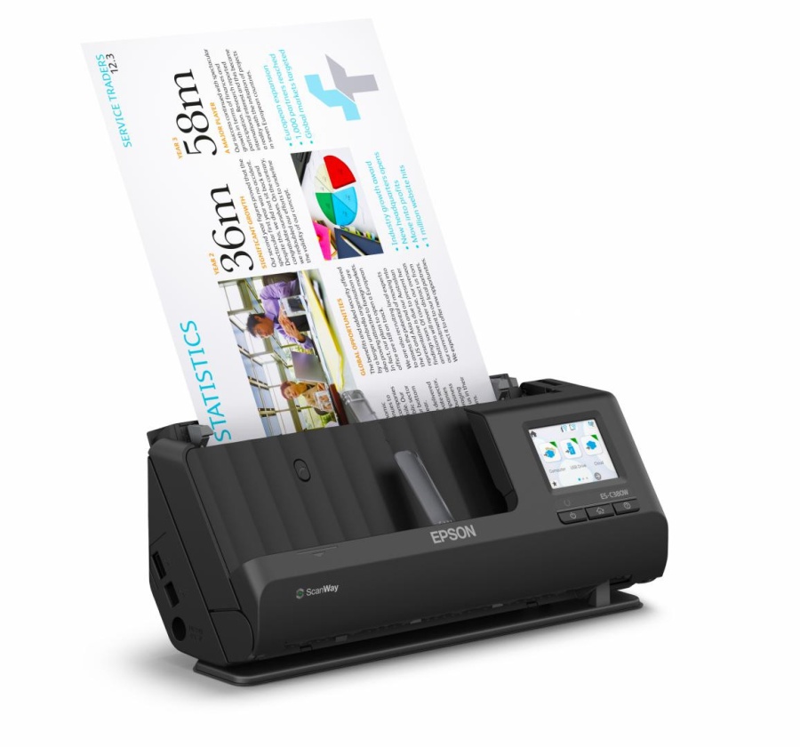 EPSON ES-C380W A4 Compact Network Sheetfed Scanner, PC-FREE scan, Rezolutie optica: 600 x 600 DPI, Sursa lumina: ReadyScan LED technology, Viteza scanare:30ppm, Capacitate ADF: 20 coli, Volum scanare: 3500 pagini/zi, Duplex, Formate: BMP, JPEG, TIFF, - Img 3