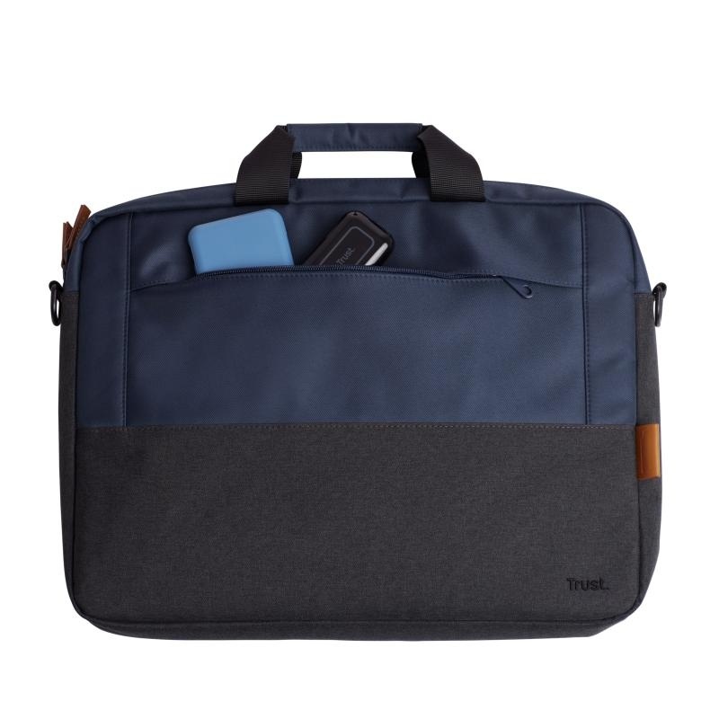 Geanta laptop Trust Lisboa, pentru laptopuri cu diagonala pana in 15.6",2 compartimente, material POM, RPET Polyester, RPET, volum 2.1 L, albastru - Img 8