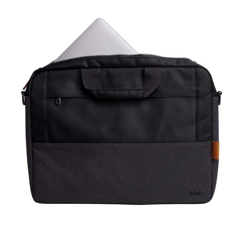 Geanta laptop Trust Lisboa, pentru laptopuri cu diagonala pana in 16",2 compartimente, material POM, RPET Polyester, RPET, volum 2.1 L, negru - Img 10