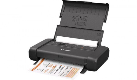 Imprimanta inkjet color portabila Canon TR150 battery, culoare: negru, dimensiune A4, viteza 9ipm alb-negru, 5,5ipm color, rezolutie 4800 x 1200 dpi, alimentare hartie 50 coli, interfata USB2.0, Wireless, PictBridge, Google Cloud Print, Air Print, USB
