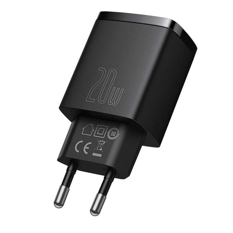 Incarcator retea Baseus Compact, Quick Charge 20W, 1 x USB Type-C 5V/3A max, 1 x USB 5V/3A, negru - Img 7