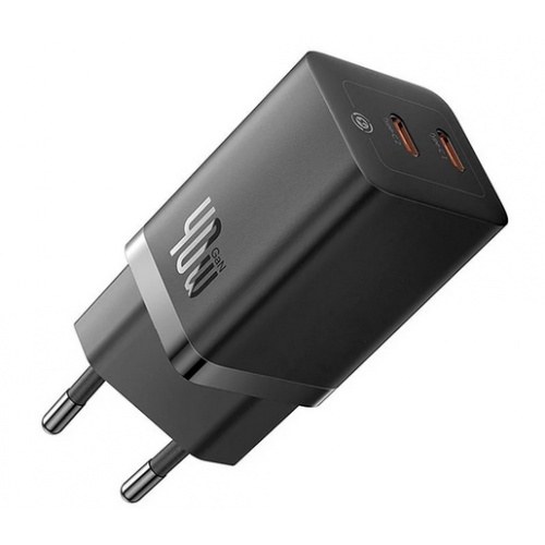 INCARCATOR retea Baseus GaN5 Pro, Quick Charge 40W, 2 x USB Type-C, negru - Img 2